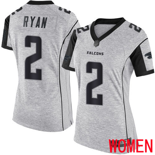 Atlanta Falcons Limited Gray Women Matt Ryan Jersey NFL Football #2 Gridiron II->atlanta falcons->NFL Jersey